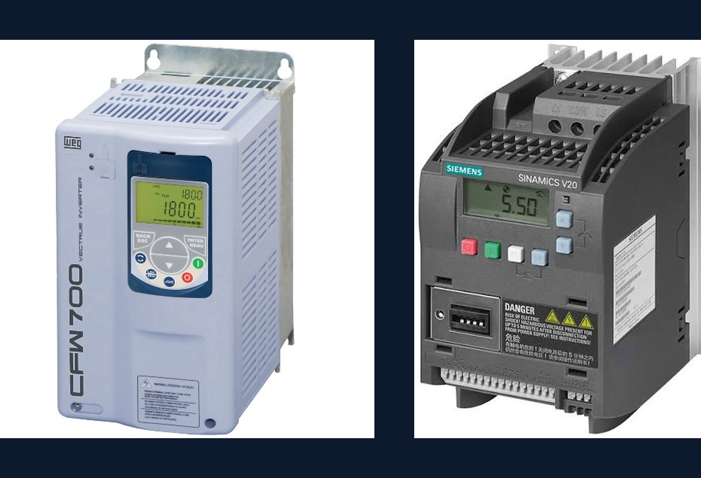 WEG CFW700 and Siemens SINAMICS V20 variable speed drives